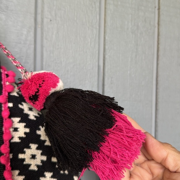 America and Beyond Butterfly Embroidered Black and Pink Tote Bag - Picture 8 of 11